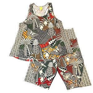 FARM RIO Anthropologie TankTop/Shorts Set Tropical Vacation Resort Wear XS/S